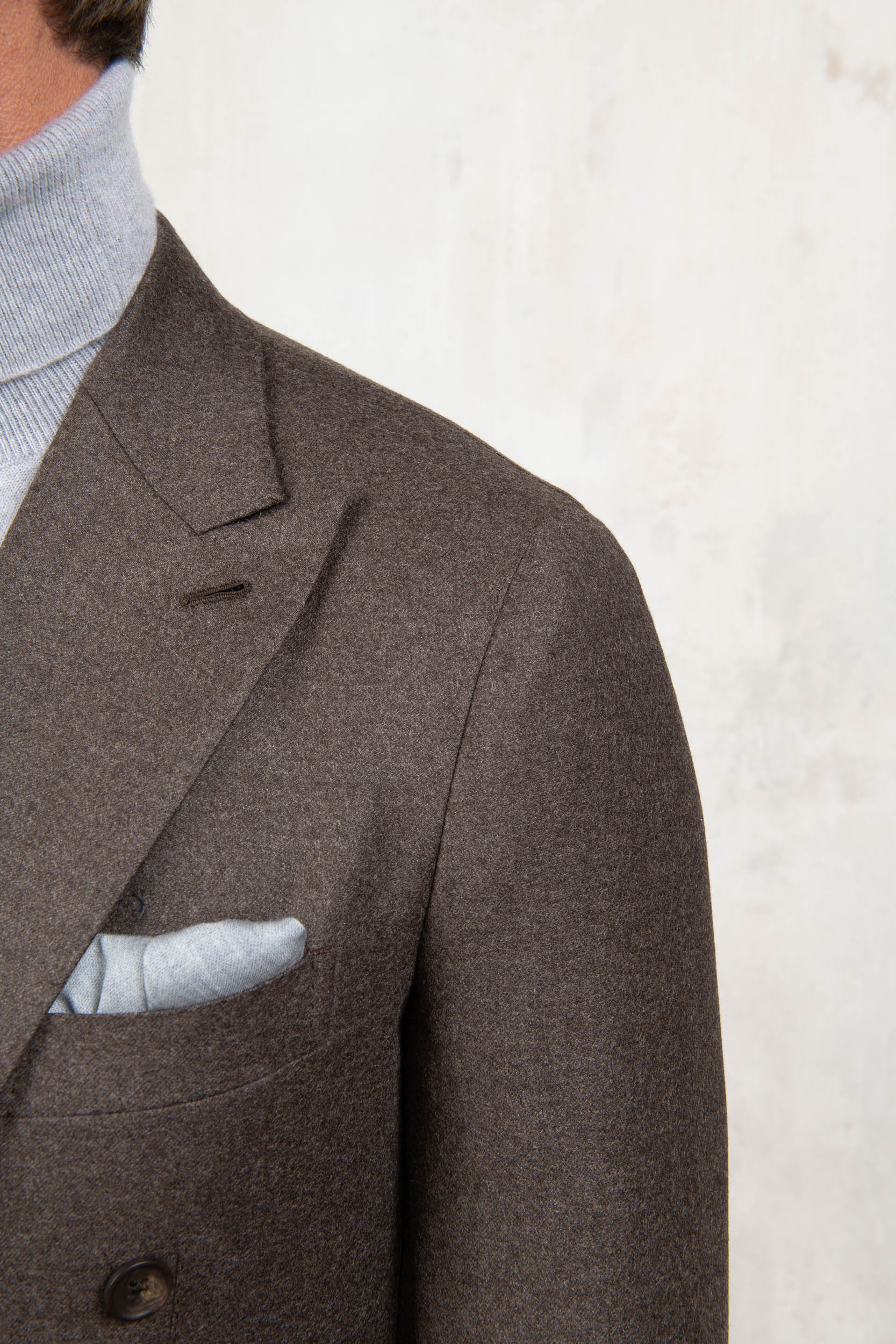 Brown double breasted suit in Loro Piana wool and cashmere - Made in Italy