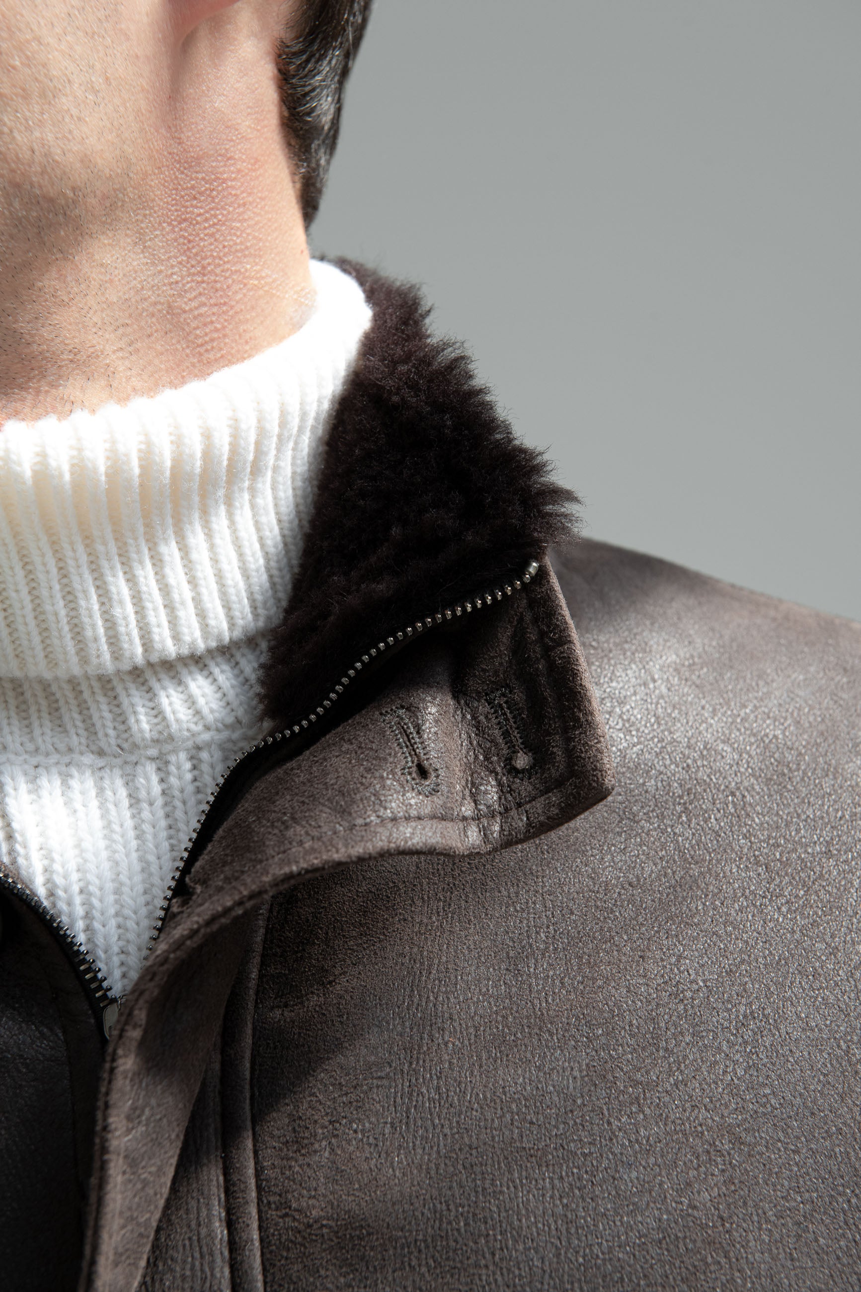 Brown suede bomber jacket | Made in Italy | Pini Parma