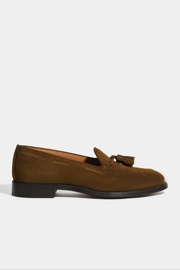 Cognac suede tassel loafers - Made In Italy
