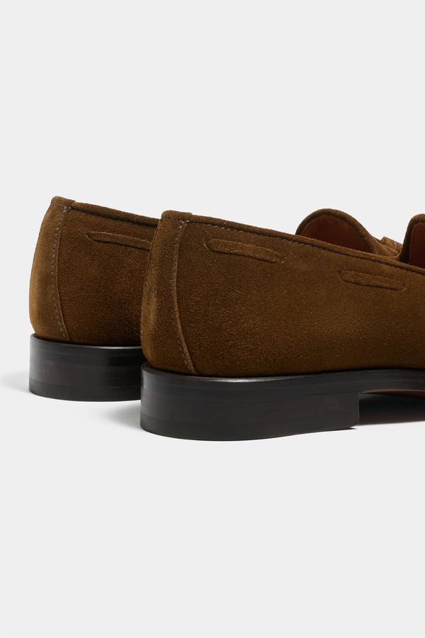 Cognac suede tassel loafers - Made In Italy