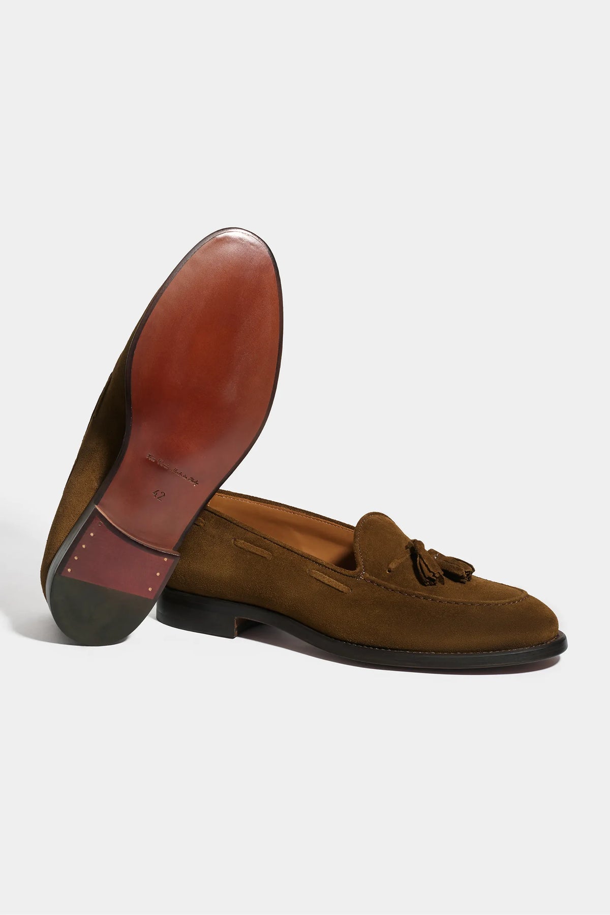 Mocassini con nappine in suede cognac - Made in Italy