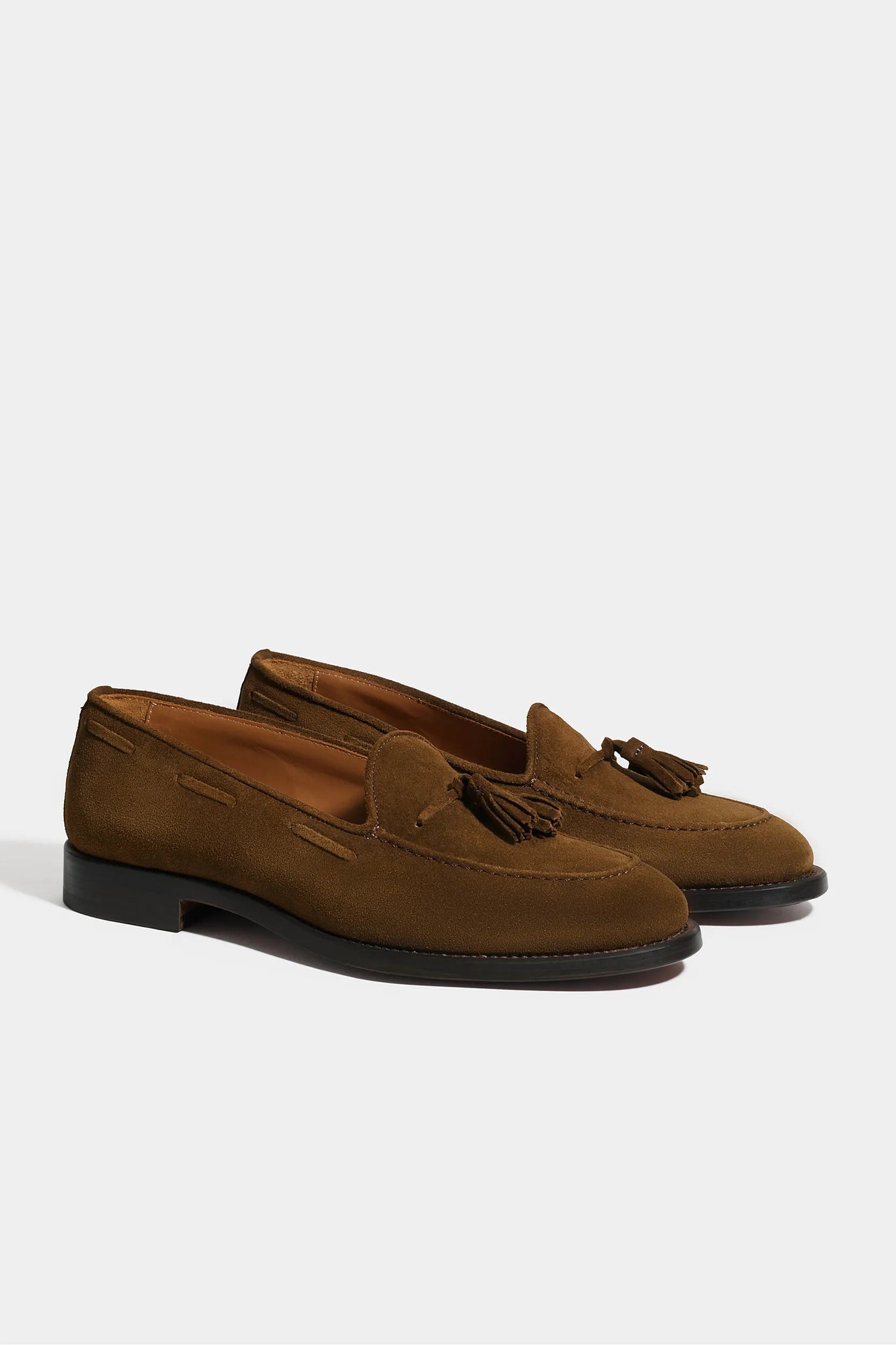 Mocassini con nappine in suede cognac - Made in Italy