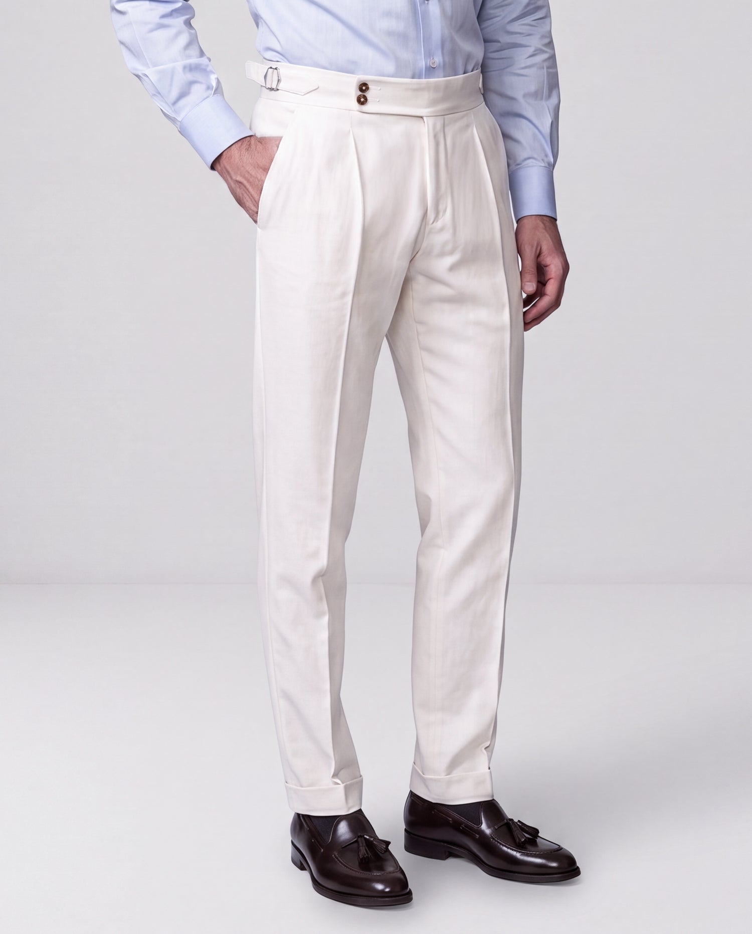 Pantaloni Soragna in cotone off-white - Made in Italy