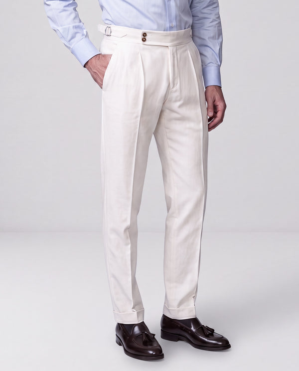 Off-white cotton Soragna trousers - Made in Italy