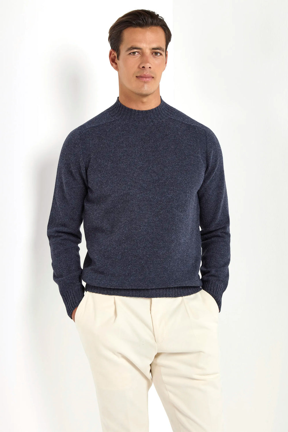 Denim blue mock neck - Made in Italy