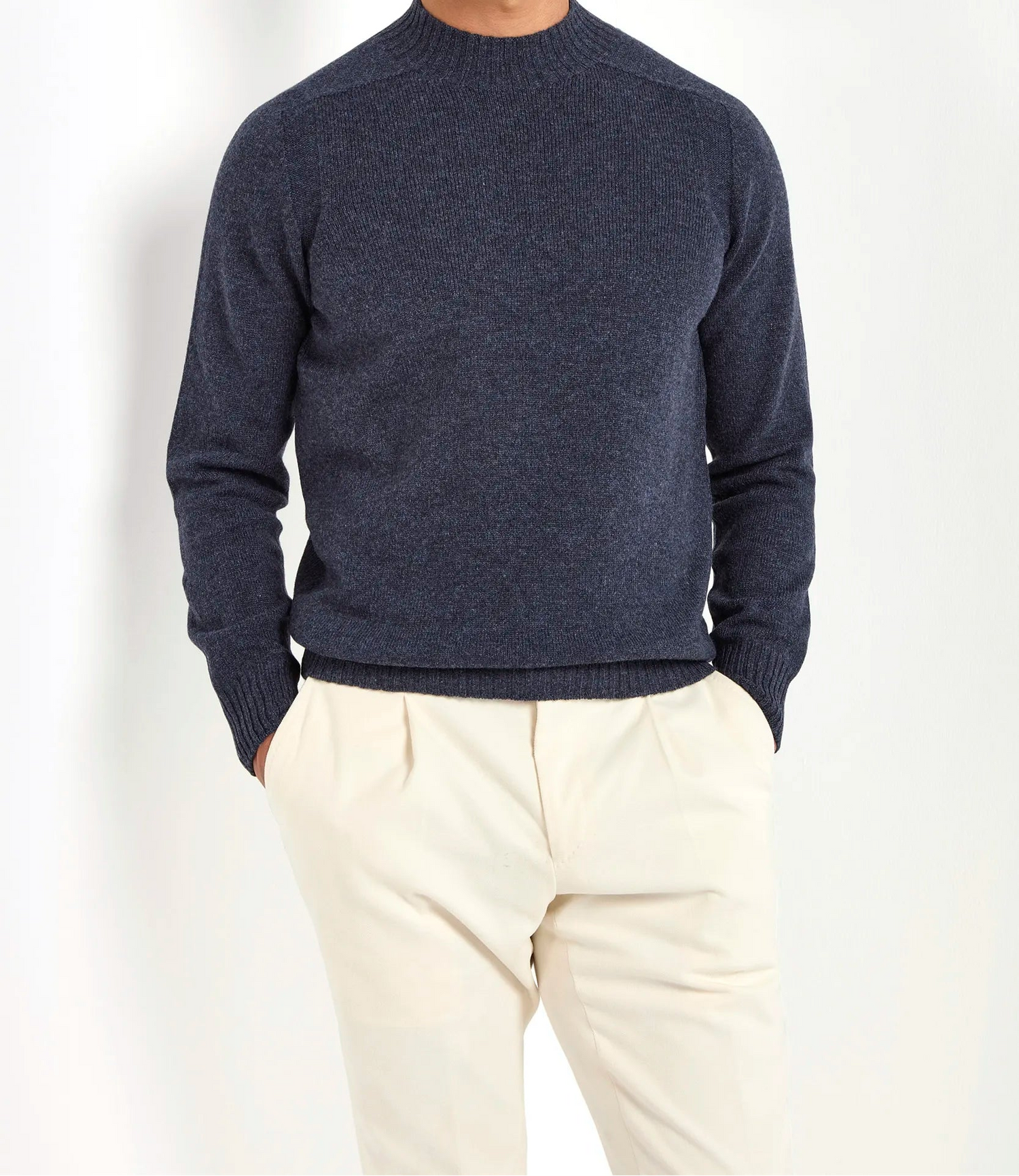 Pini Parma men made in italy denim blue mock neck