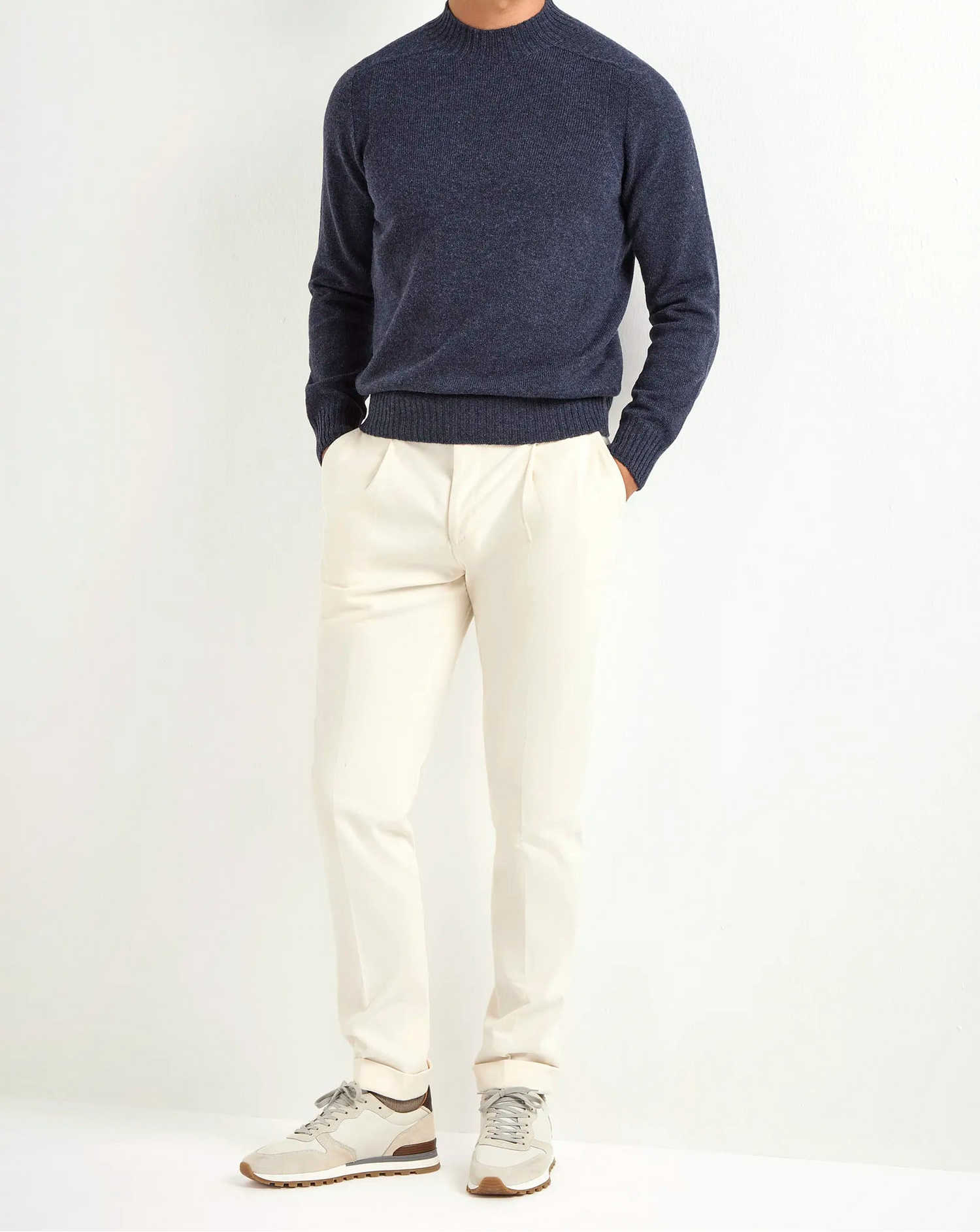 Pini Parma men made in italy denim blue mock neck
