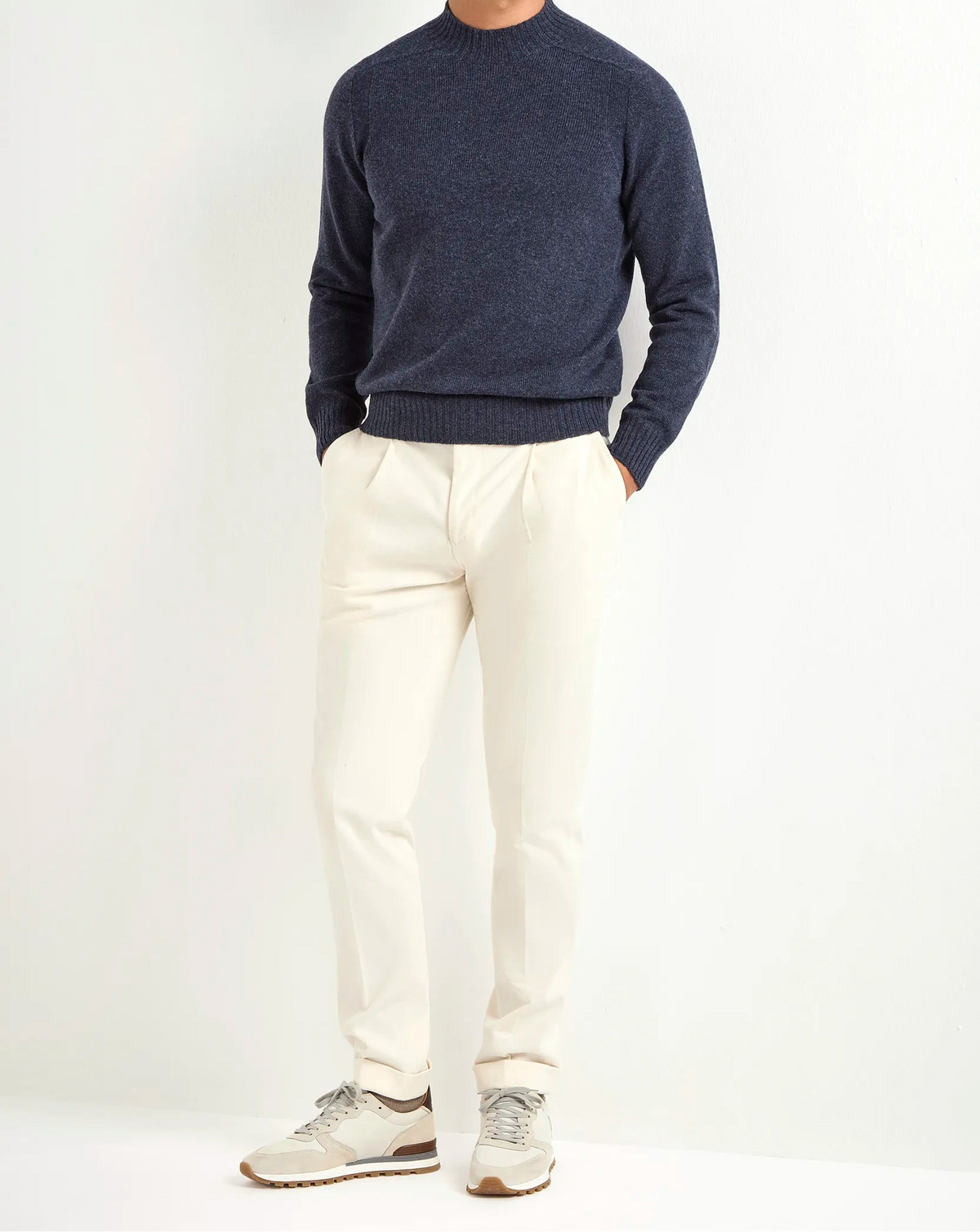Pini Parma men made in italy denim blue mock neck
