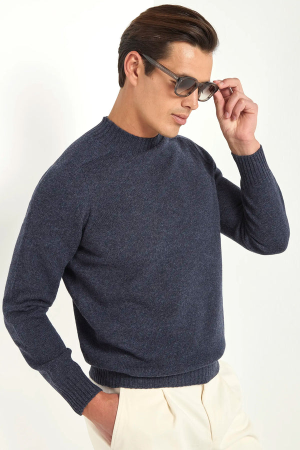 Denim blue mock neck - Made in Italy