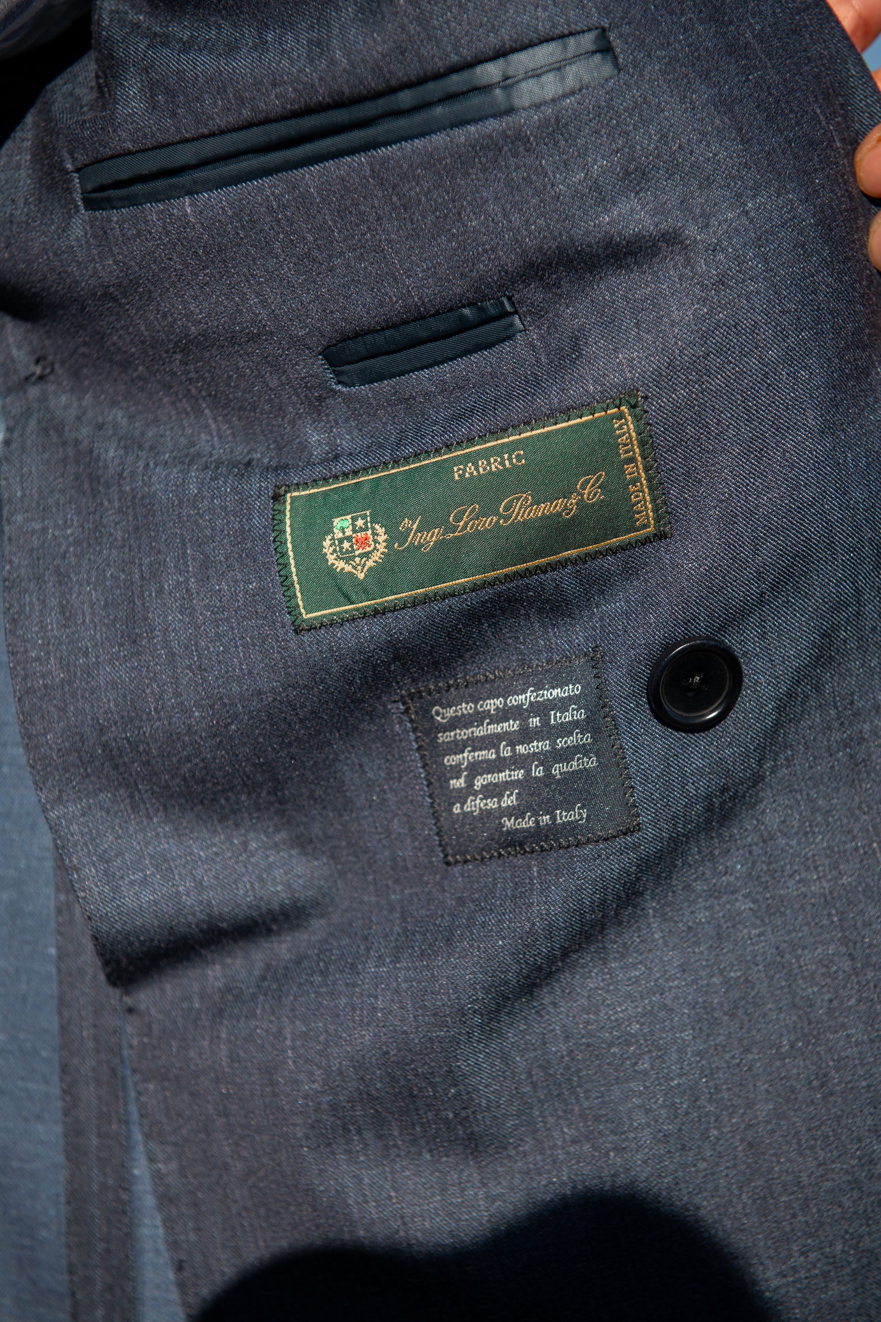 Denim double breasted suit in Loro Piana fabric | Made in Italy