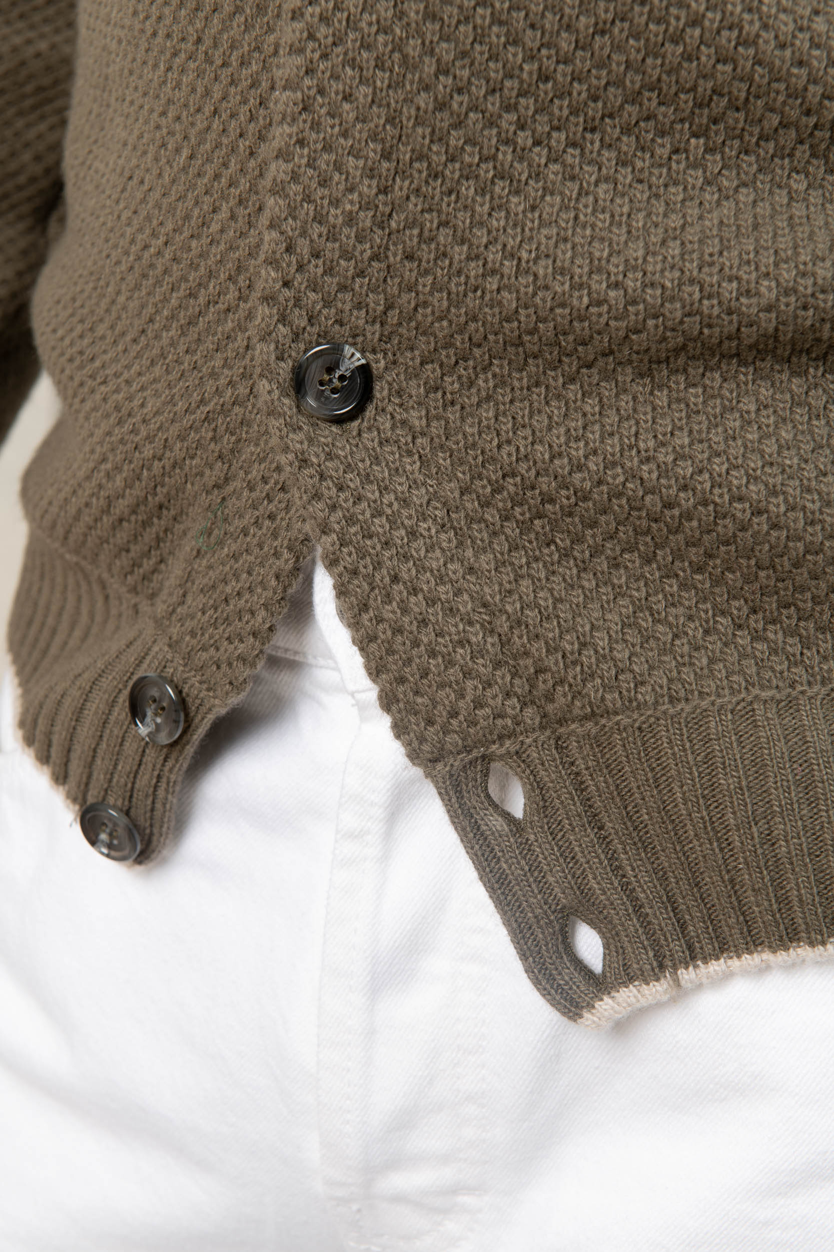 Green textured cashmere blend cardigan – Made in Italy