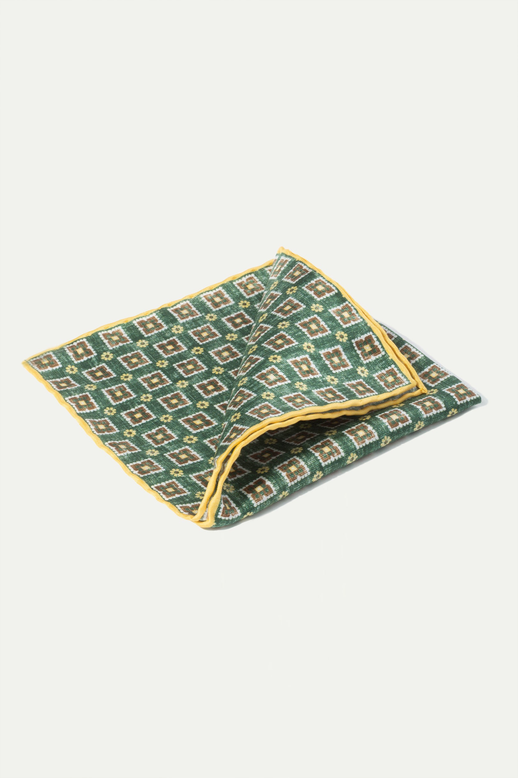 Green fancy pocket square - Made in Italy