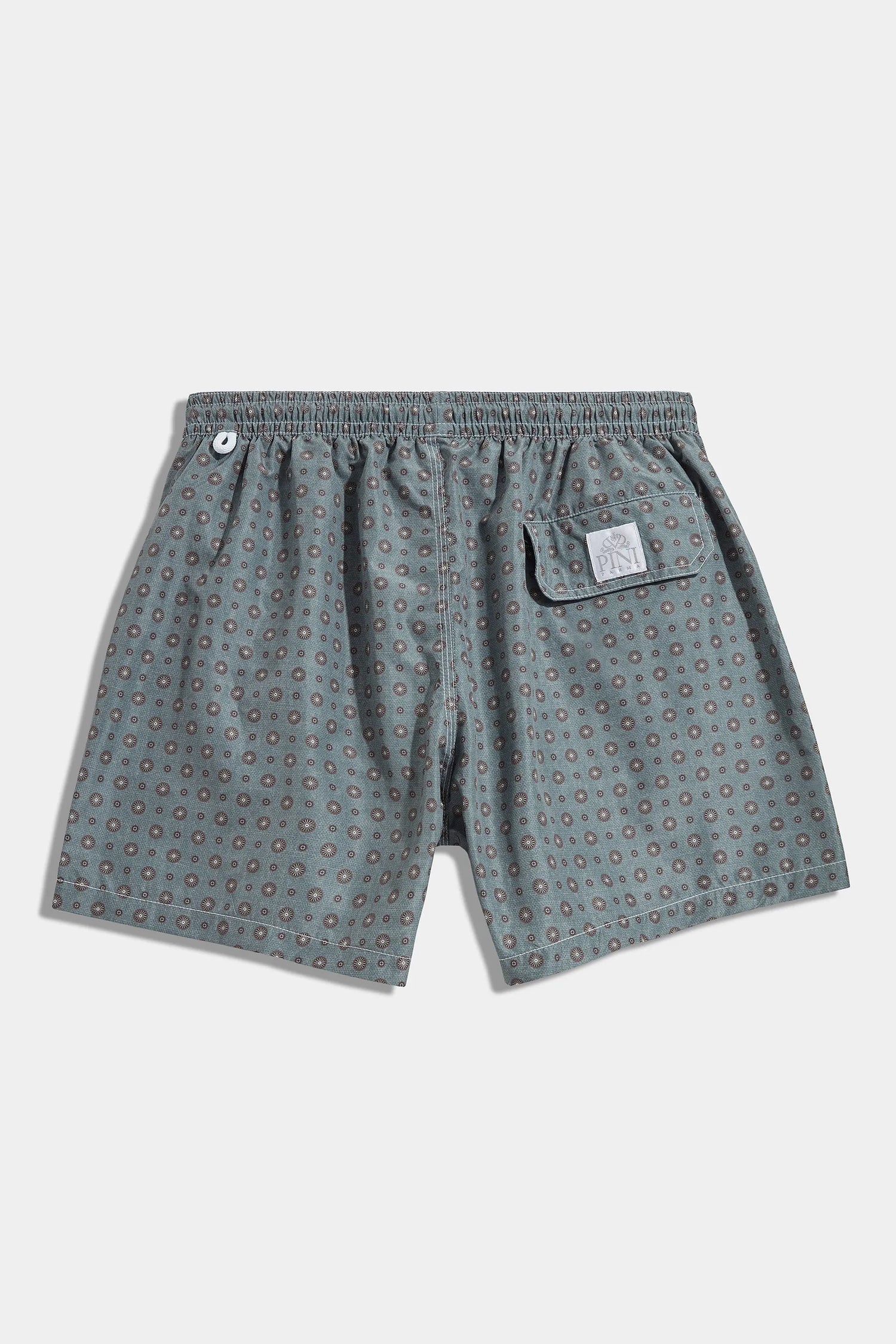 High-end patterned green swim shorts, Italian green patterned swimwear, luxury men’s swim shorts, premium swimming trunks with patterns, elegant summer shorts, handcrafted Italian swim shorts, stylish green patterned trunks, short de bain vert à motifs fabriqué en Italie, maillot de bain italien haut de gamme, short de bain de luxe pour homme, short de bain élégant, costume da bagno verde a motivi fatto in Italia, pantaloncini da mare eleganti italiani.