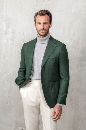 Green jacket in Loro Piana wool and cashmere - Made in Italy
