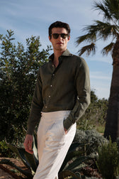 Green linen shirt - Made in Italy
