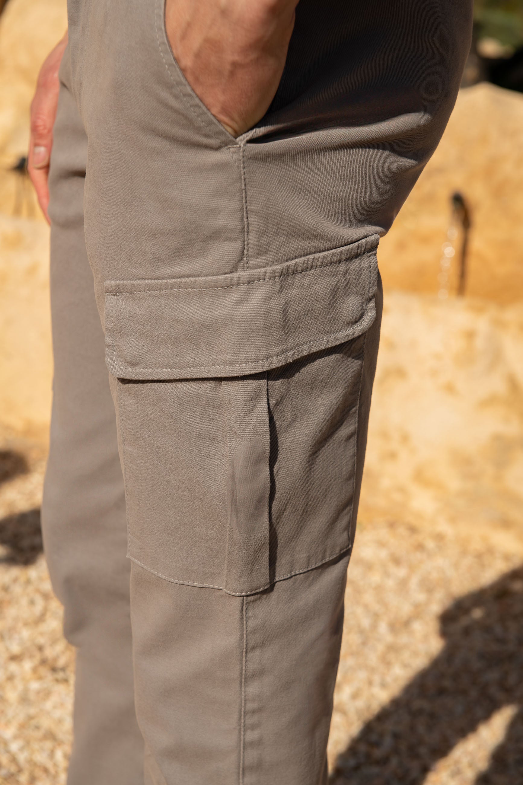 Grey stretch cotton cargo - Made in Italy