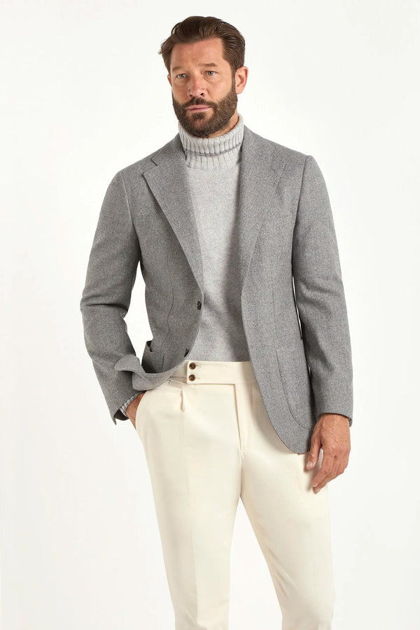 Mid grey flannel jacket - Made in Italy