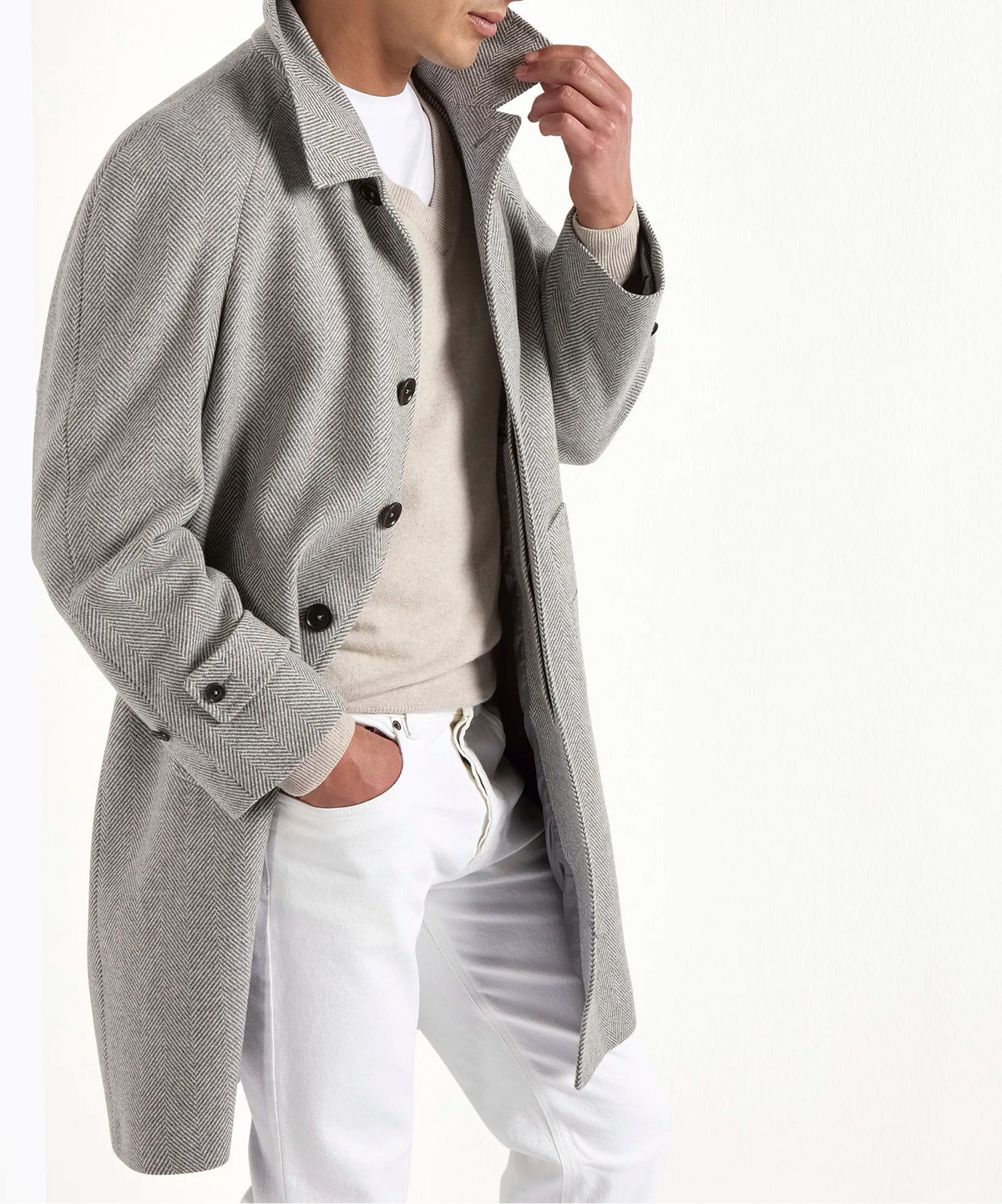 Grey Coat, Italian Wool Coat, Grey Raglan Coat, Italian Herringbone Coat, Wool and Cashmere Coat, Men wool grey coat, Manteau gris, Manteau italien en laine, Manteau gris raglan, Manteau italien à chevrons, Manteau en laine et cachemire, Manteau gris en laine pour homme, Cappotto grigio, cappotto di lana italiano, cappotto raglan grigio, cappotto italiano a spina di pesce, cappotto di lana e cashmere, cappotto di lana grigio da uomo