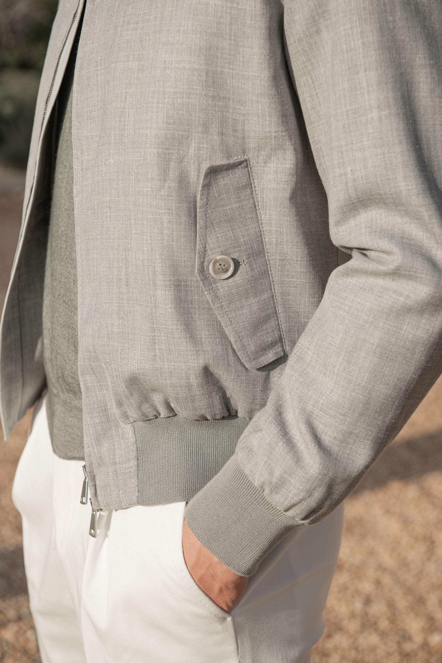 Grey short jacket in Loro Piana fabric – Made in Italy