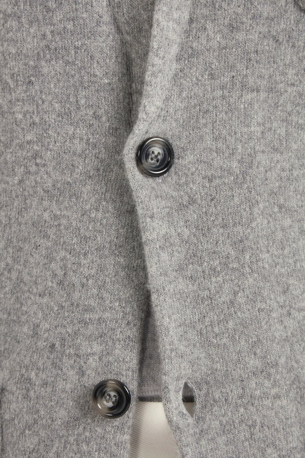 grey knitted jacket, men's knitted jacket, italian wool cashmere jacket, grey knit jacket, luxury men's jacket, elegant men's knitwear, refined knitted jacket, tailored grey jacket, premium italian jacket, sophisticated men's knitwear, timeless italian jacket, upscale men's jacket, classic grey knitwear, italian craftsmanship jacket, premium men's cashmere jacket, refined italian knit jacket