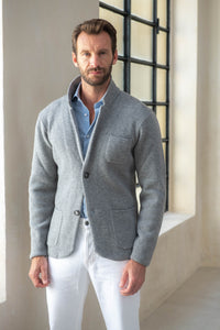 GREY KNITTED JACKET – WOOL AND CASHMERE | Made in Italy | Pini Parma
