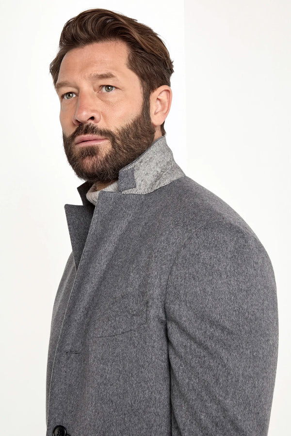 grey overcoat, men's grey overcoat, italian wool overcoat, grey tailored overcoat, luxury men's overcoat, elegant men's coat, refined wool overcoat, tailored grey coat, premium italian overcoat, sophisticated men's coat, timeless italian overcoat, upscale men's coat, classic grey wool coat, italian craftsmanship overcoat, premium men's overcoat, refined italian coat