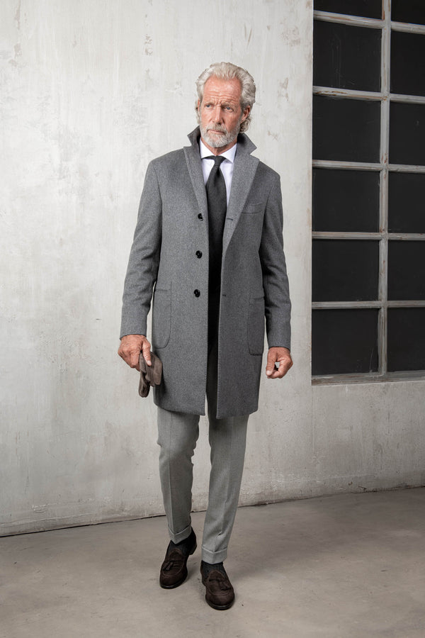 Grey coat in Loro Piana wool | Made in Italy | Pini Parma