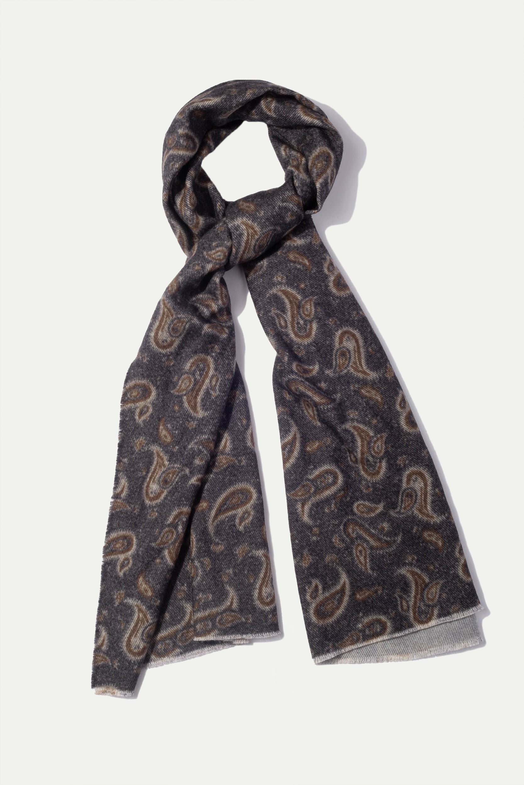 Grey paisley reversible scarf - Made in Italy