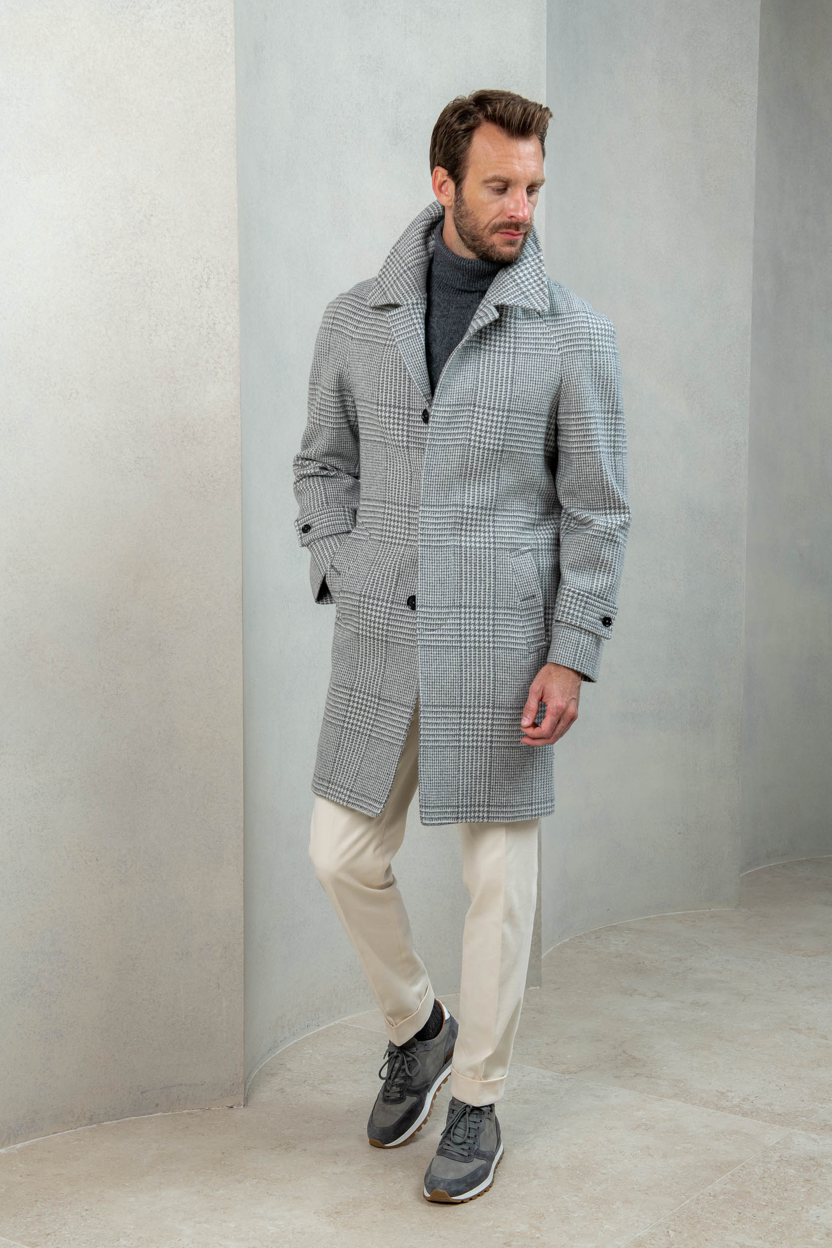 Prince of Wales Raglan coat – Made in Italy