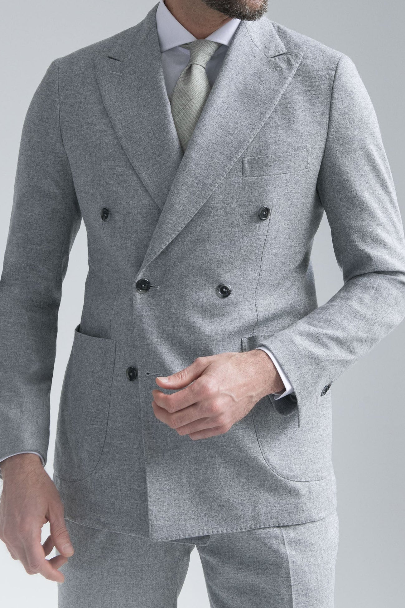 Abito doppiopetto grigio in lana e cashmere - Made in Italy