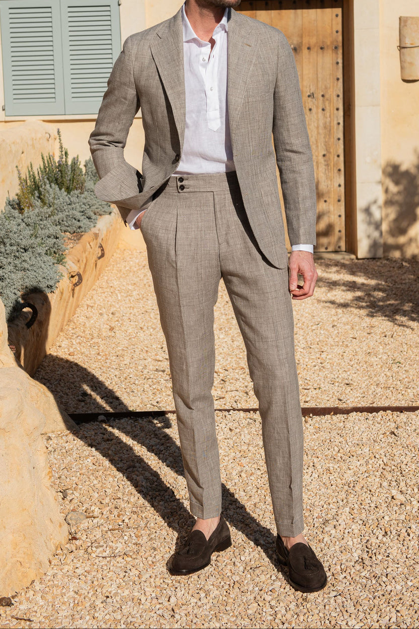 Hazelnut Suit Set with Hand Embellished Sleeves