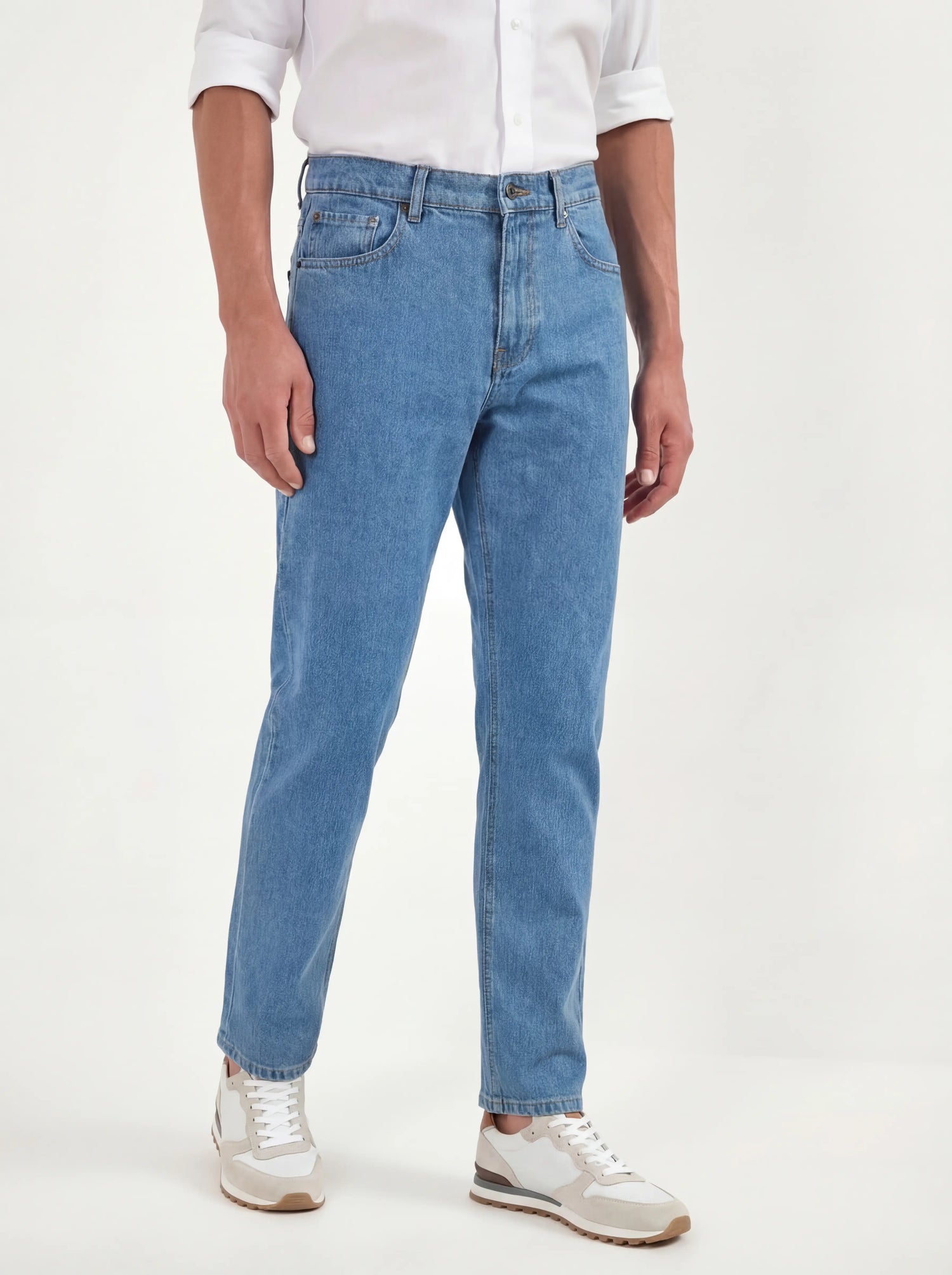 Jean droit bleu clair - coton Candiani - Made in Italy