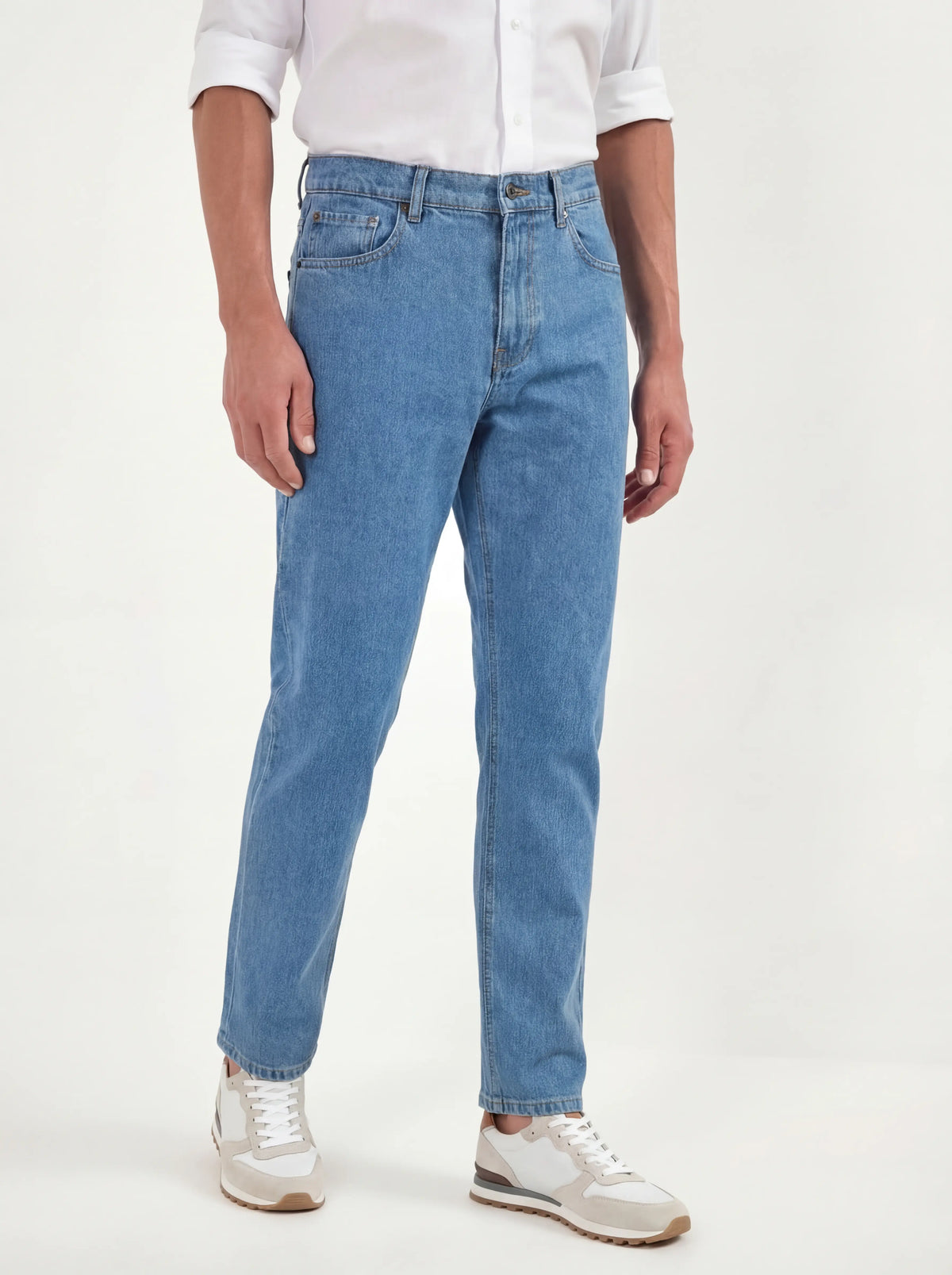 Jean droit bleu clair - coton Candiani - Made in Italy
