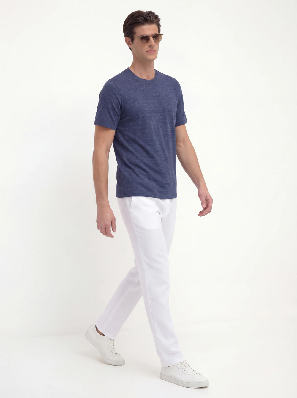 T-shirt in lino blu - Made in Italy