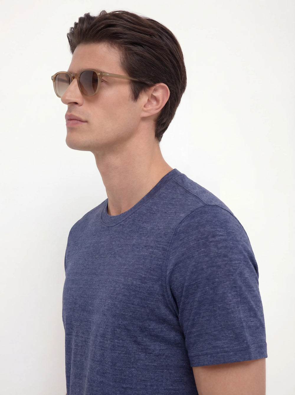 T-shirt in lino blu - Made in Italy