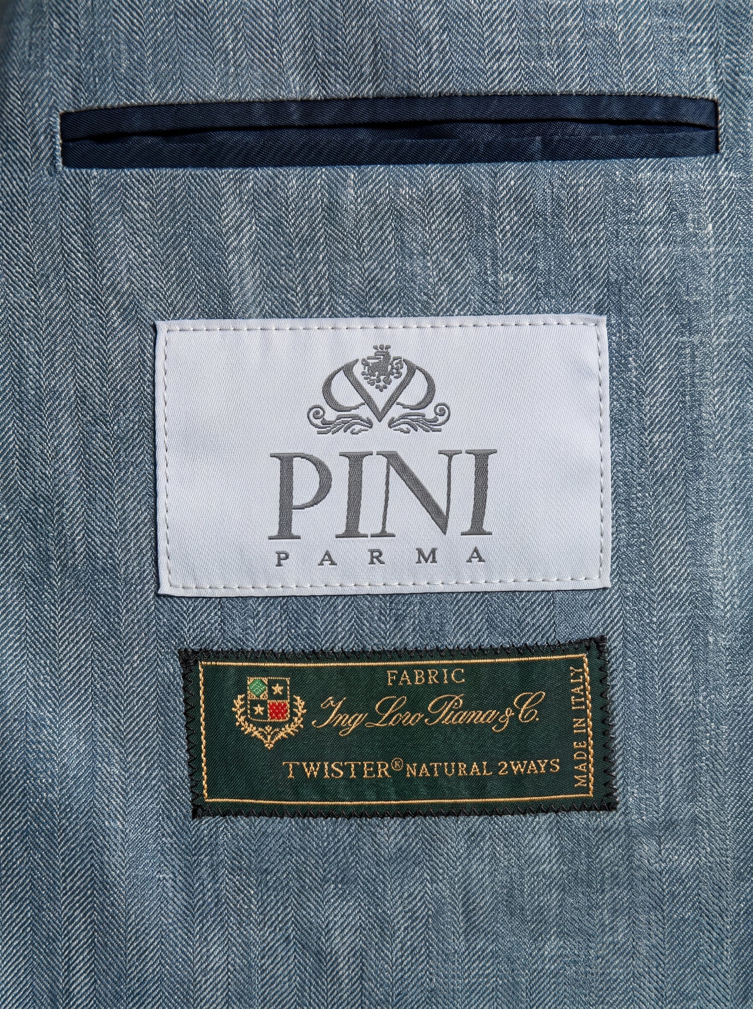 Water green herringbone jacket in wool silk and linen - Made in Italy