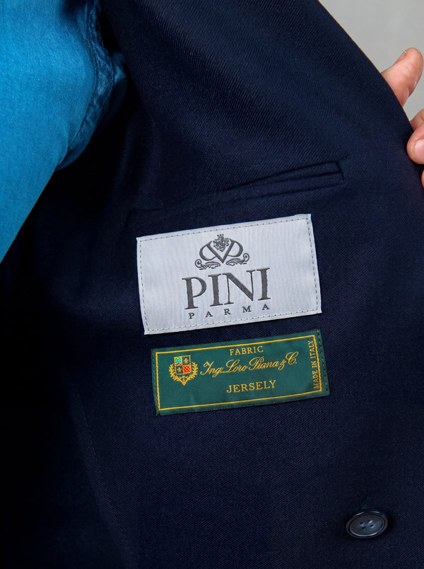 Blue double breasted jacket in jersey - Made in Italy