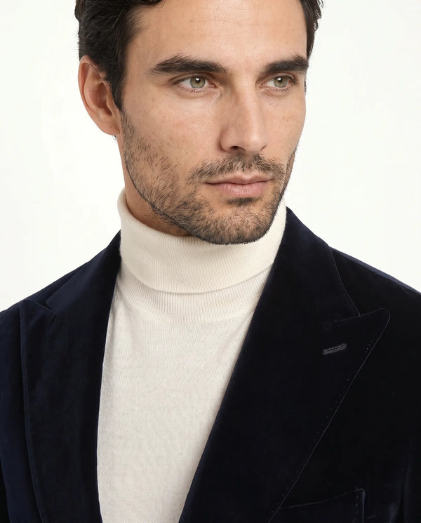 Navy blue velvet jacket - Made in Italy