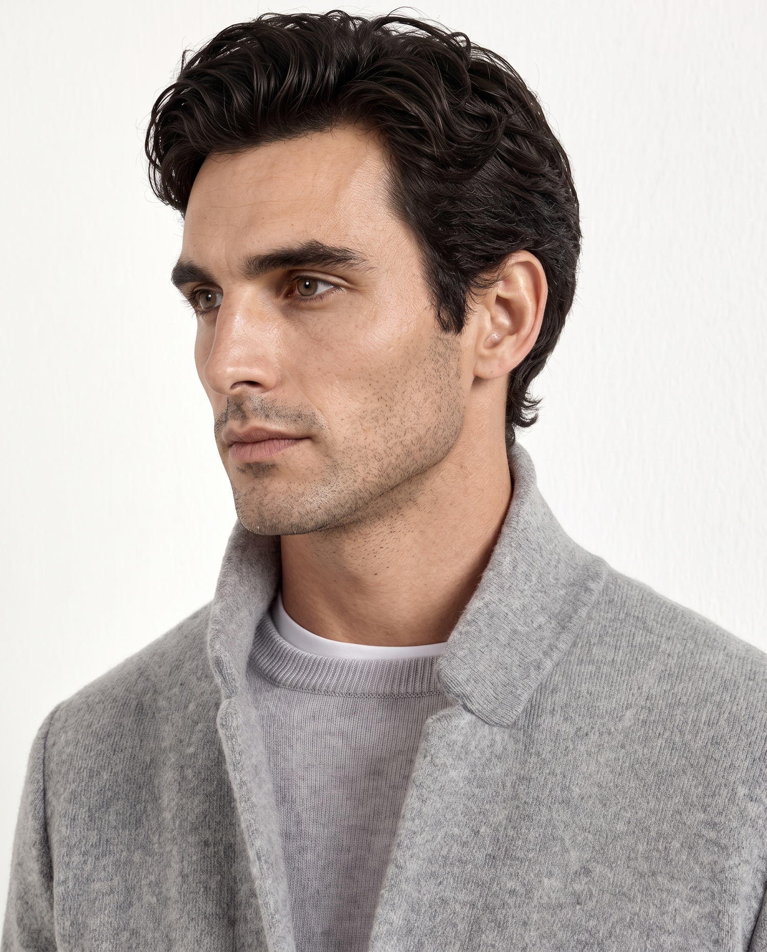 Giacca in maglia grigia – lana e cashmere – Made in Italy