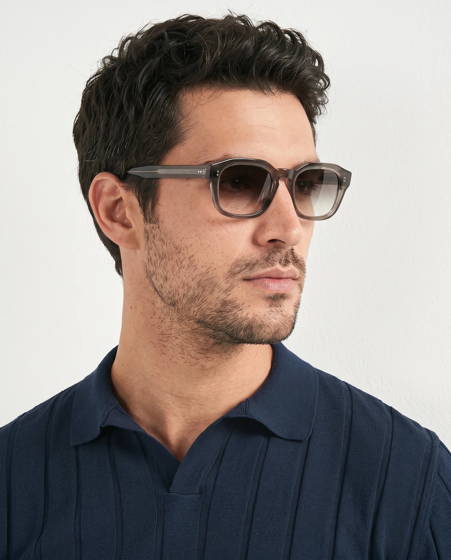 Polo côtelé bleu - Made in Italy