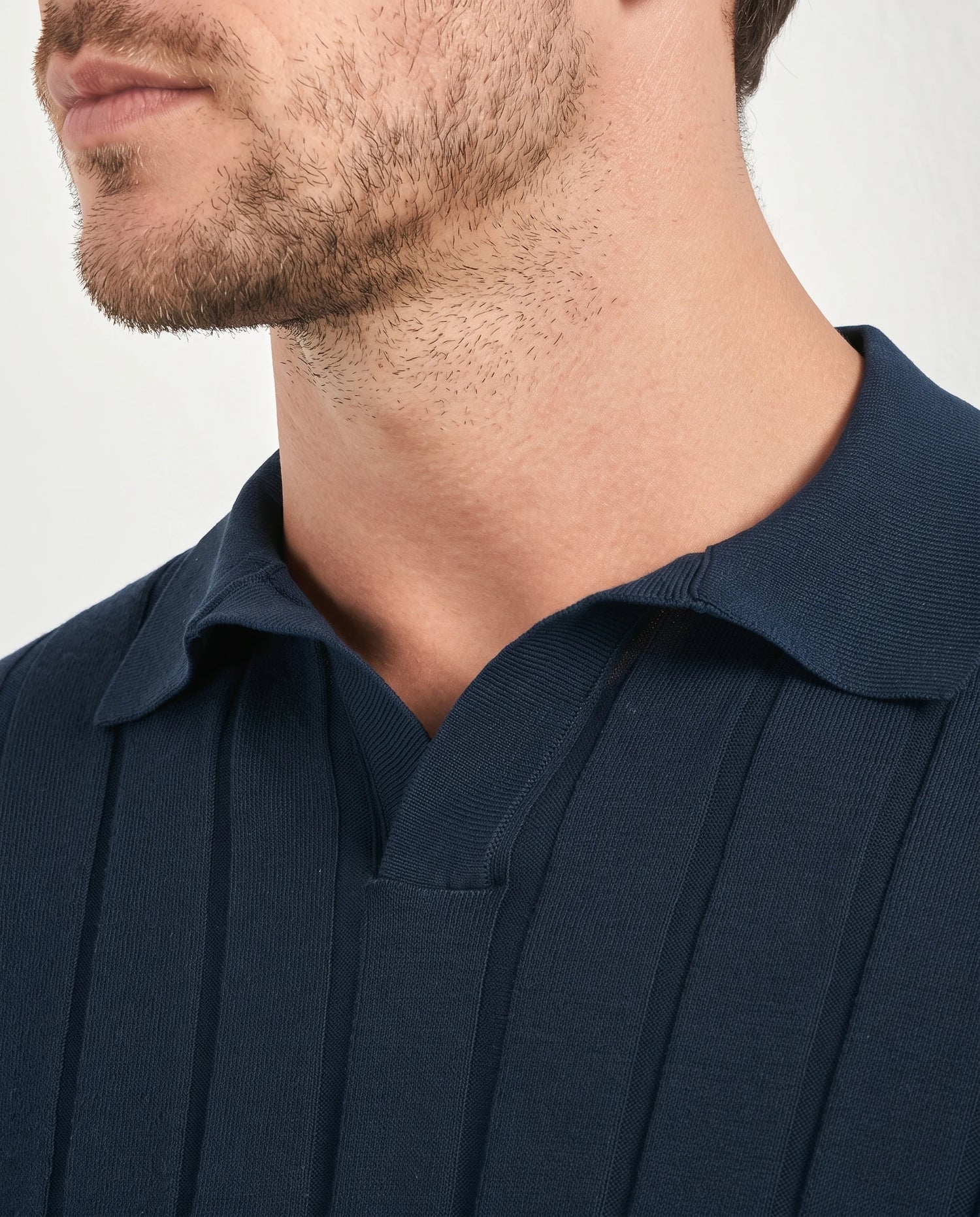 Polo côtelé bleu - Made in Italy