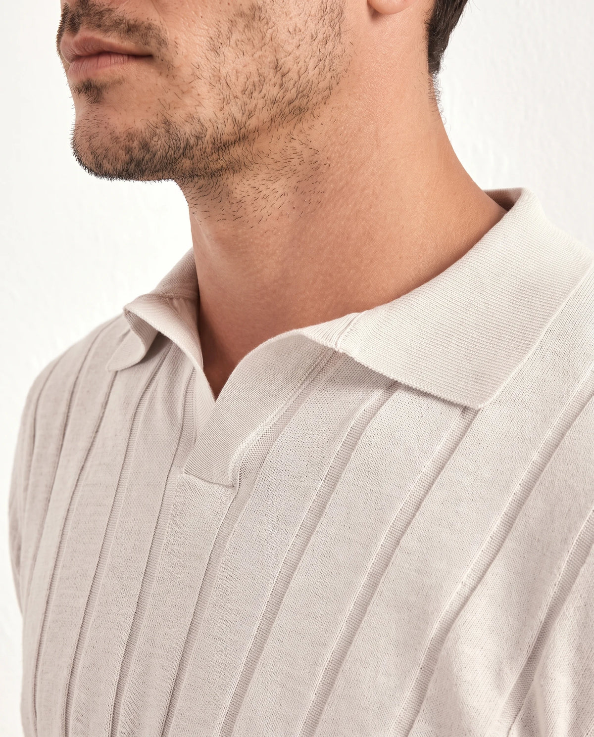 Stone ribbed polo - Made in Italy