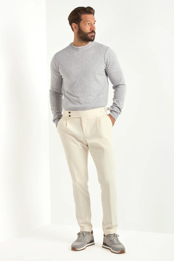 Girocollo in cashmere sabbia – Made in Italy