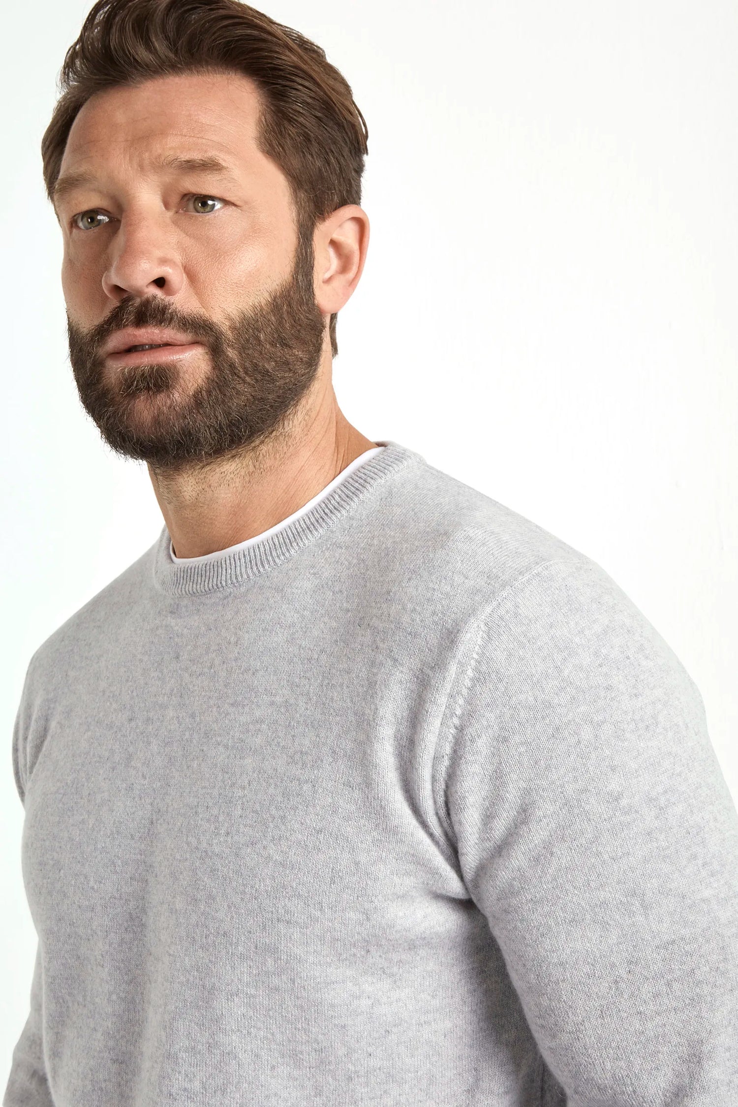 Girocollo color grigio ghiaccio in cashmere – Made in Italy