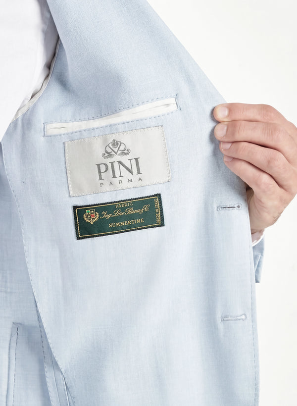 men Pini Parma light blue neapolitan jacket made in italy in a mix of wool, silk and linen