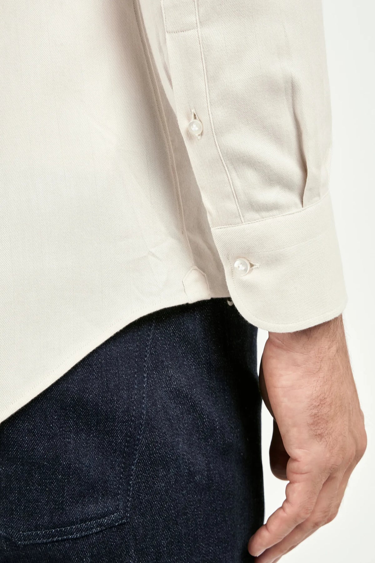 Ivory cotton and Tencel™ shirt - Made In Italy