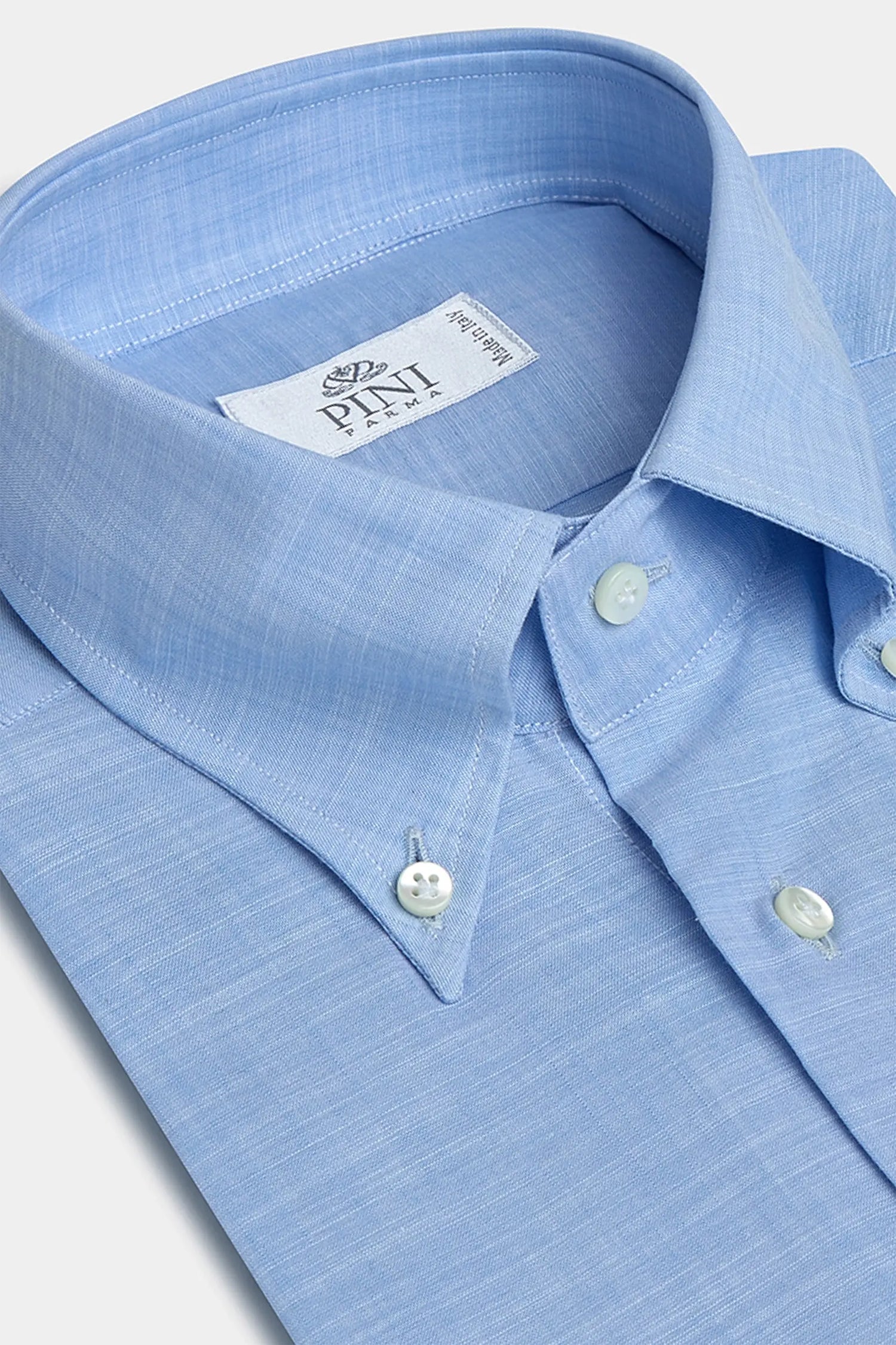 Chemise à col boutonné en bambou bleu clair « Sartoriale collection » - Made In Italy