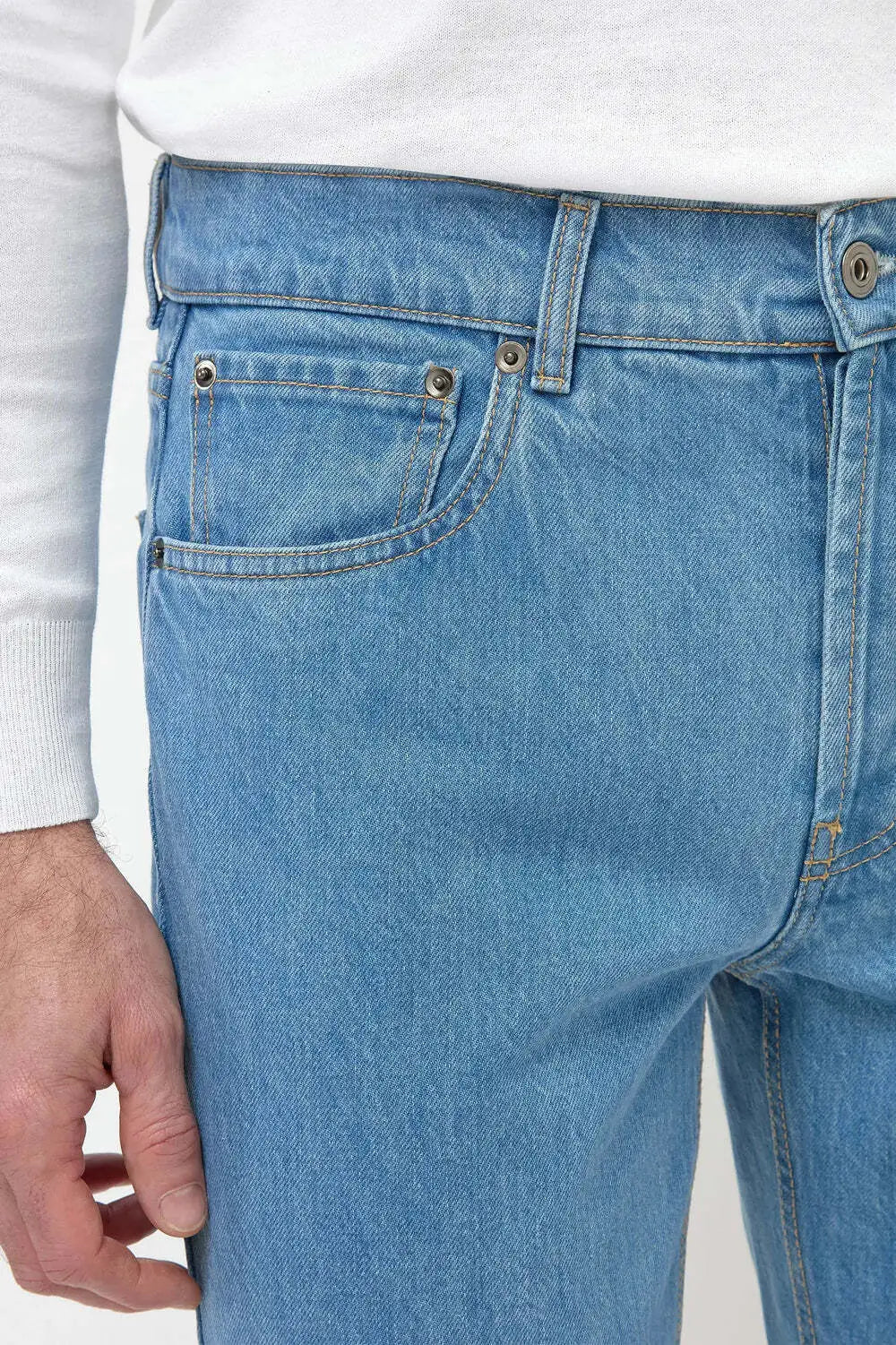 Light blue straight jeans - Candiani cotton - Made in Italy