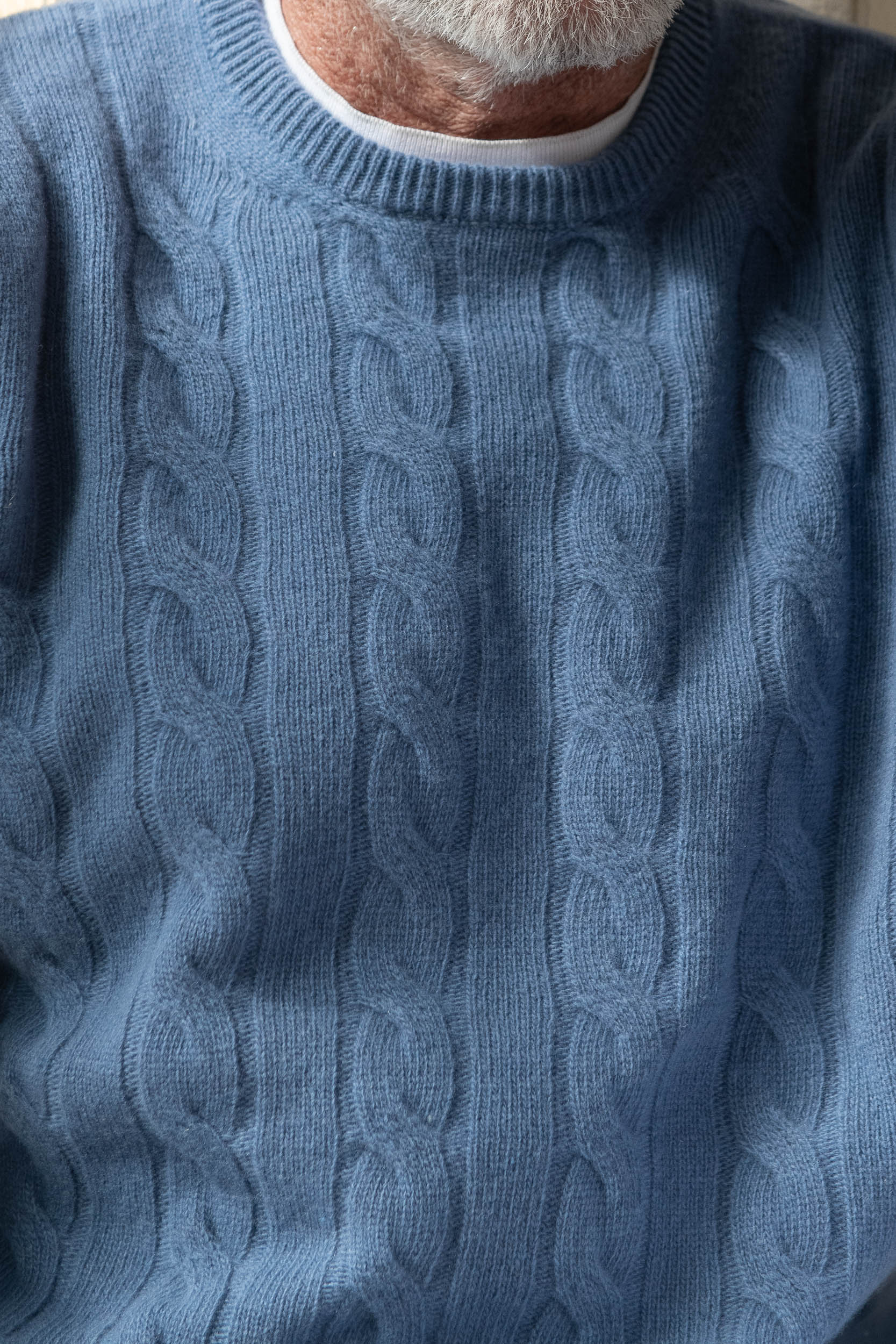 Light blue cable knit sweater – Made in italy