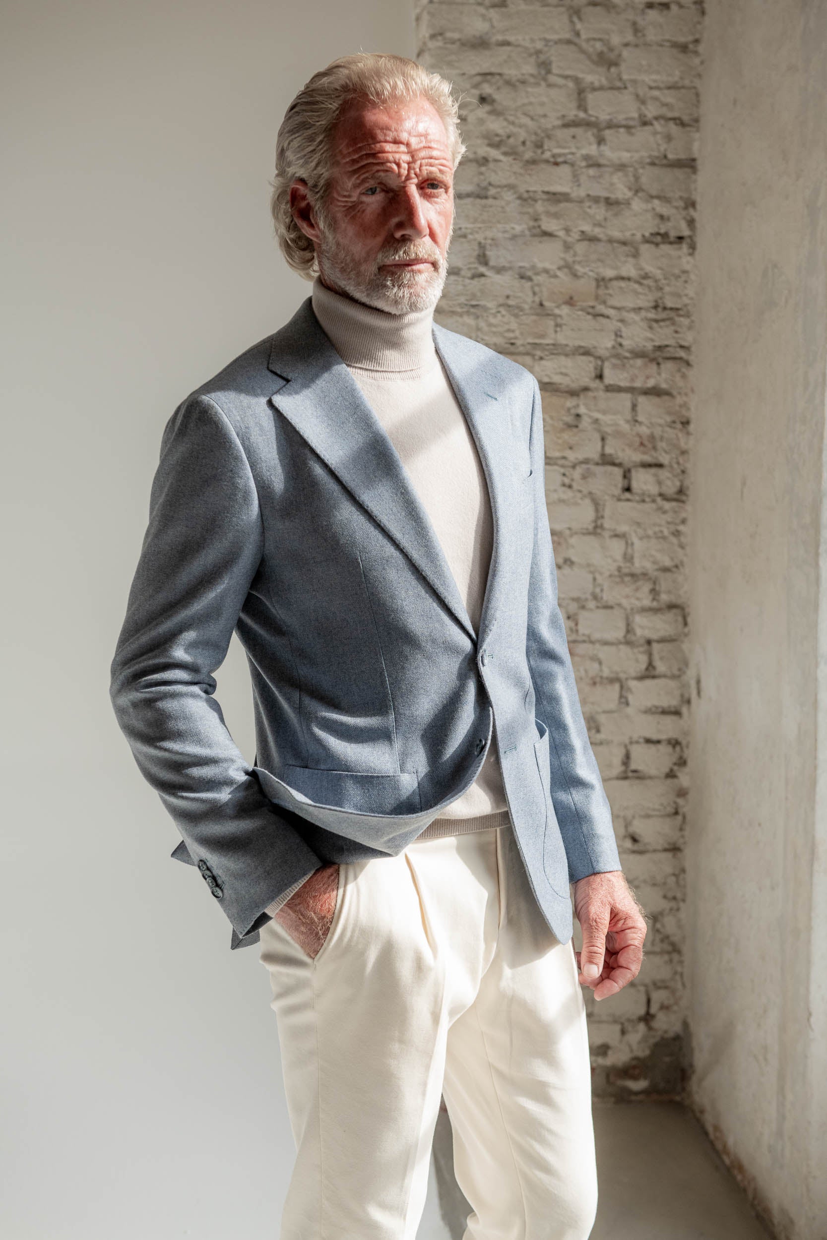 Light blue jacket in Loro Piana wool and cashmere - Made in Italy